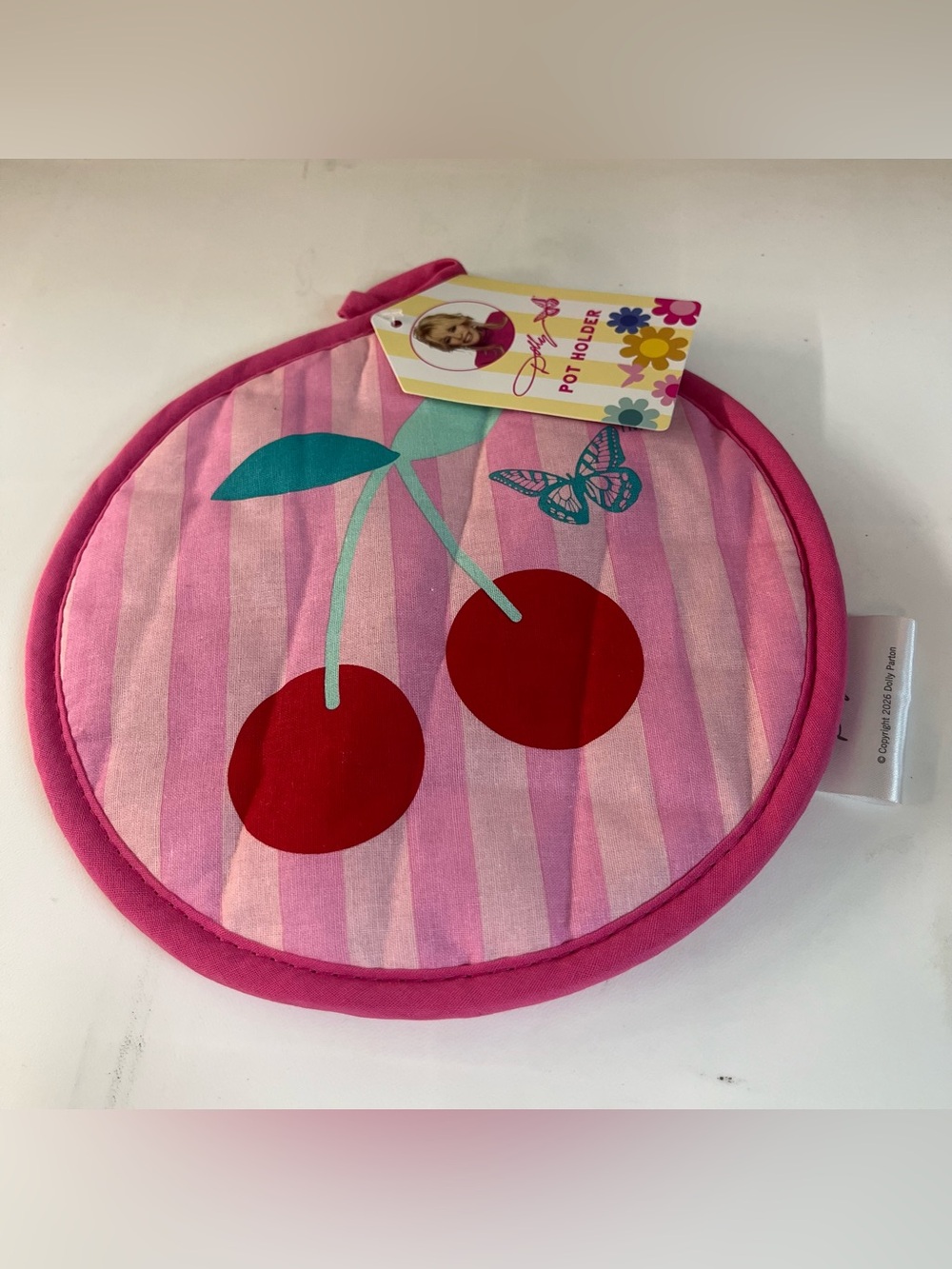 Dolly Parton Pink Cherries Spring Collection Potholder DG Kitchen Pot Holder